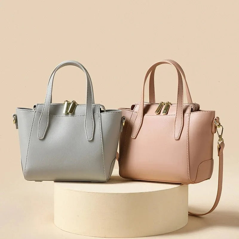 Leather Tote Bag with Minimalist Detail