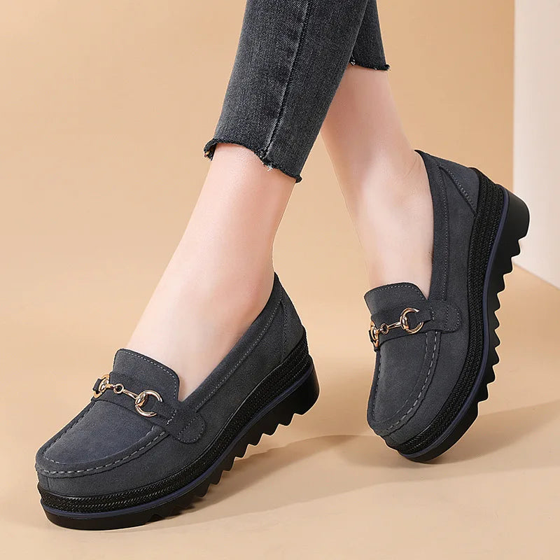 Effortless Suede Wedge Loafers