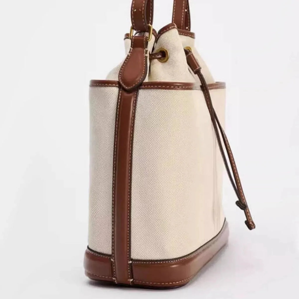 Drawstring PU Leather Bucket Bag