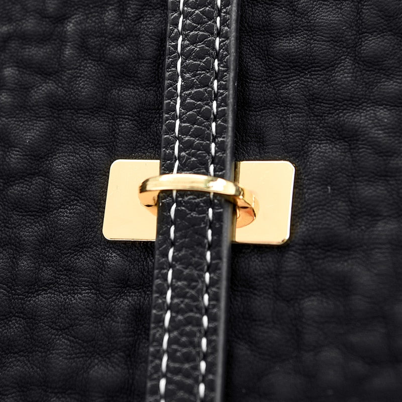 Synthetic Leather Backpack with Timeless Detail