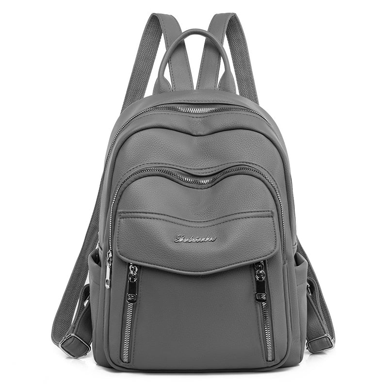 Leather Backpack with Round Detail
