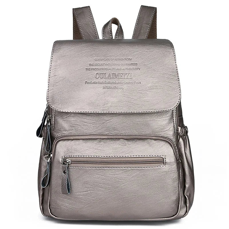 Genuine Leather Backpack with Minimalist Detail