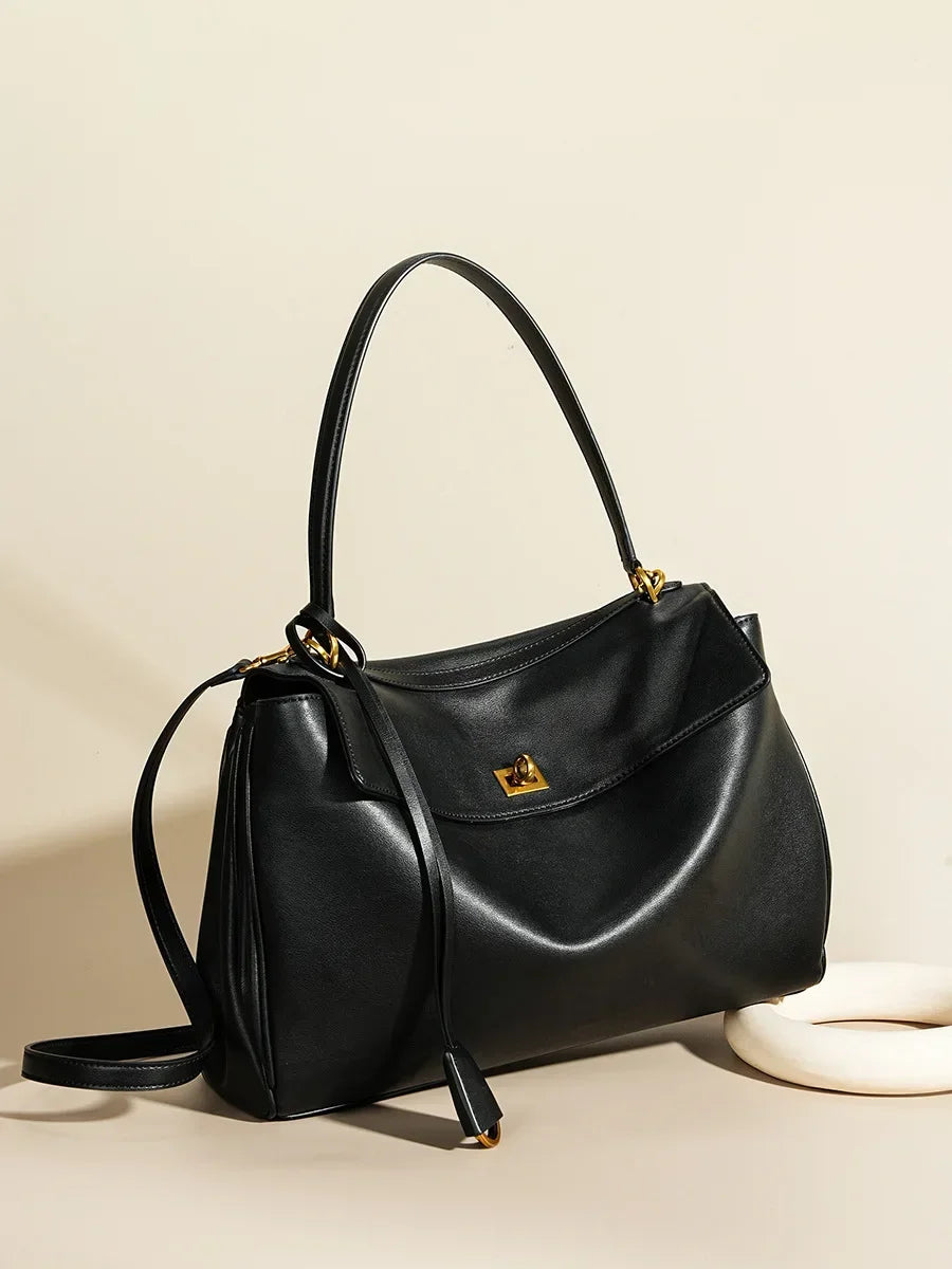 Polished Smooth Leather Shoulder Bag