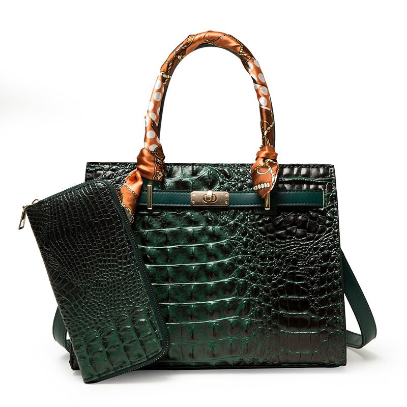 PU Leather Phone Bag with Croc-Effect Detail