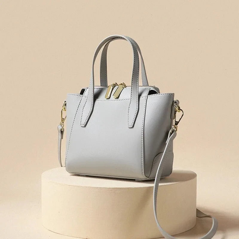 Leather Tote Bag with Minimalist Detail