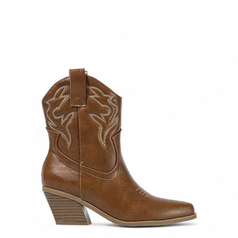 Classic Western Heeled Ankle Boots