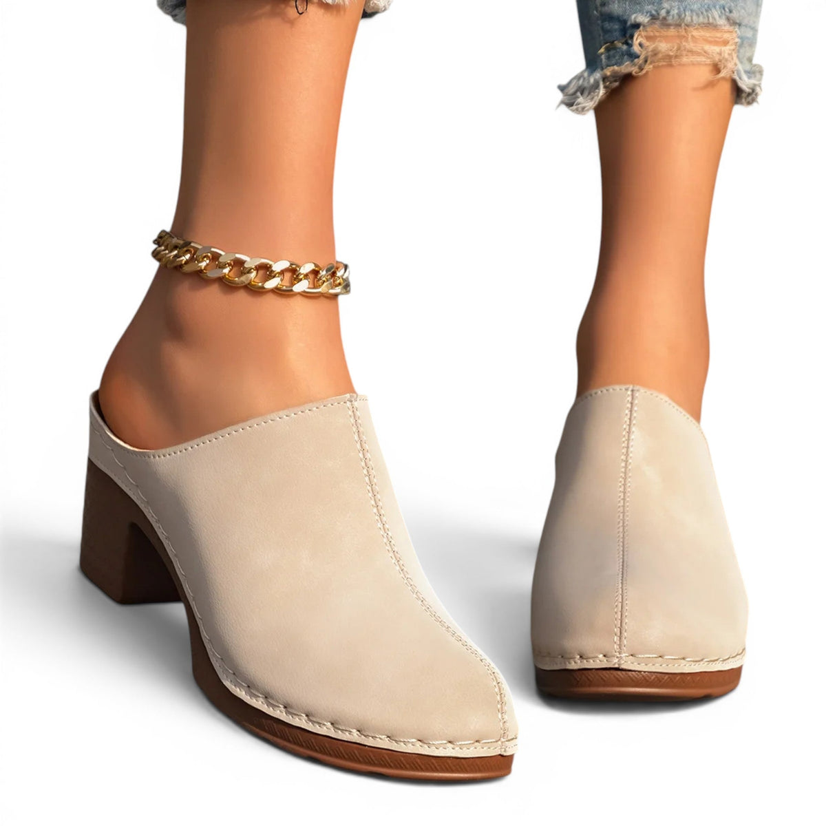 City-Ready Chunky-Heel Casual Clogs