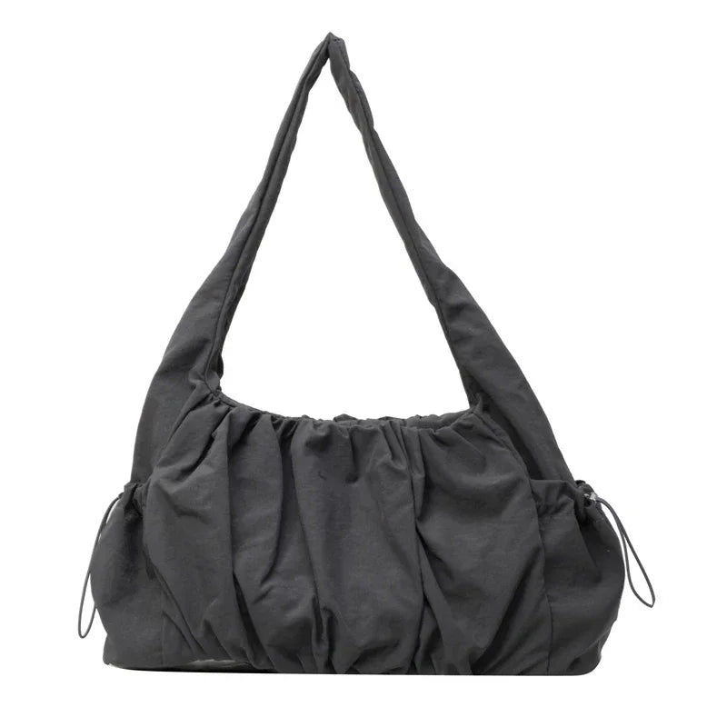 Effortless Zip-Close Fabric Shoulder Bag
