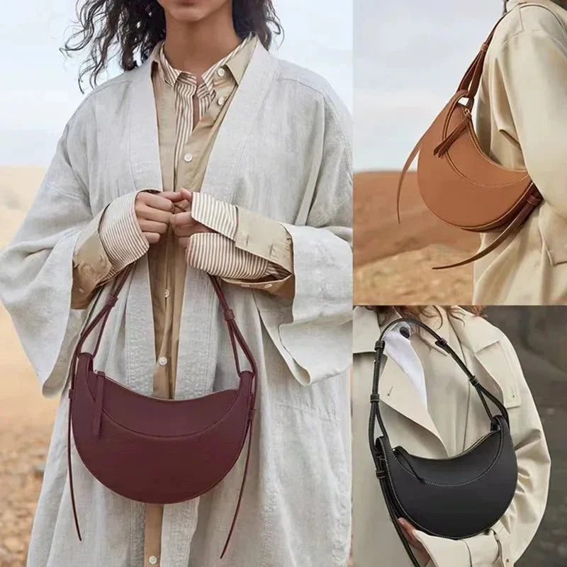Sculpted Genuine Leather Hobo Bag