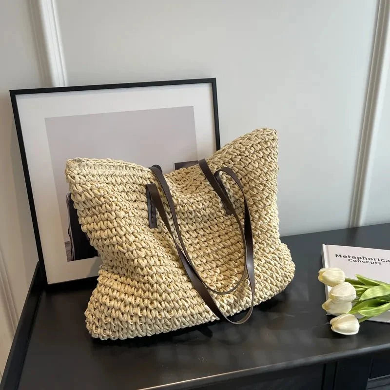 Woven Straw Tote Bag