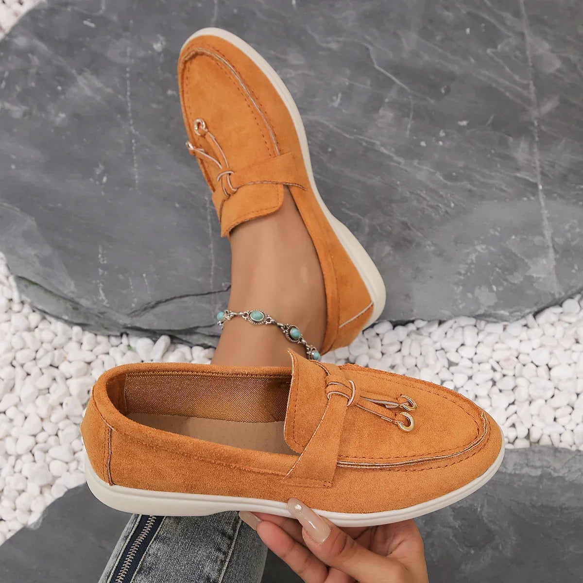 Signature Delaney Green Suede Loafers