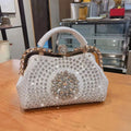 Diamond-Embellished Genuine Leather Messenger Bag