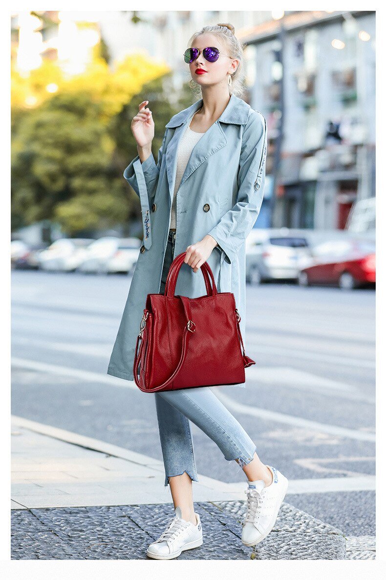 Genuine Leather Messenger Bag with Weekend Detail