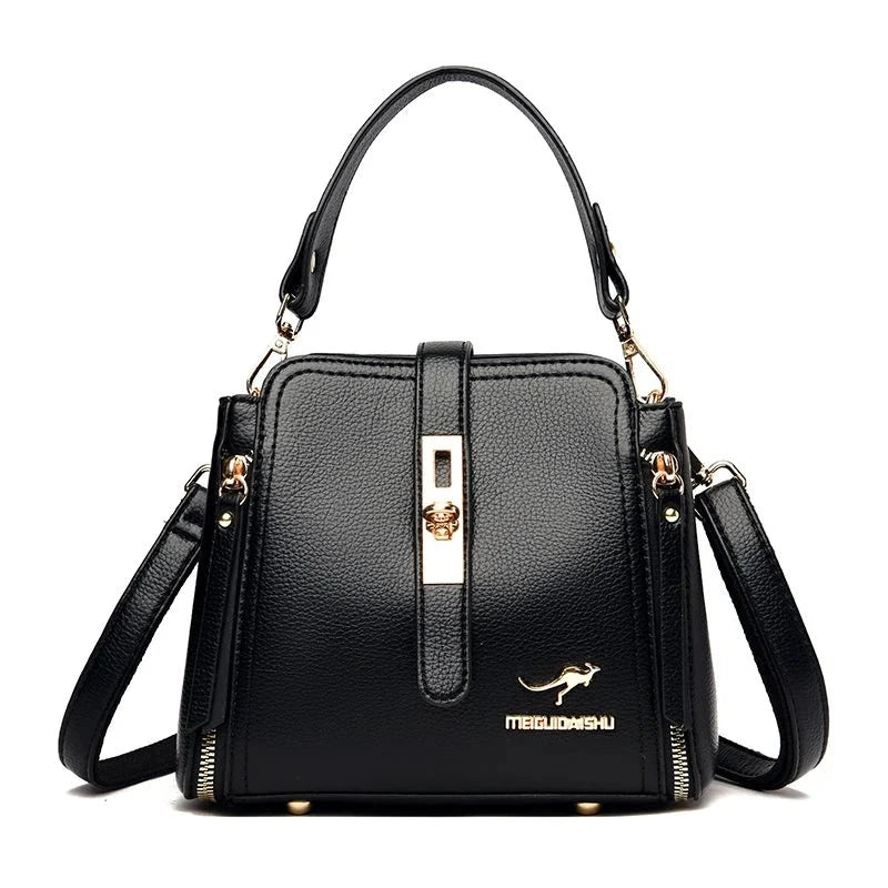 Leather Shoulder Bag with Polished Detail