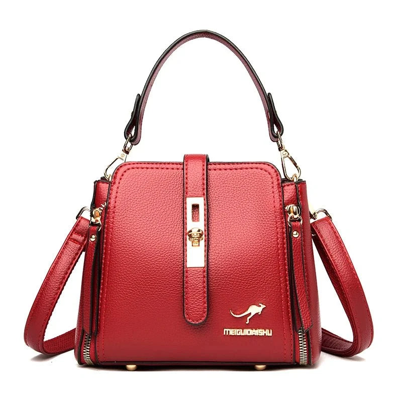 Leather Shoulder Bag with Polished Detail
