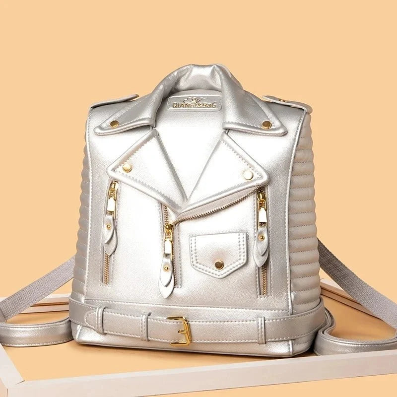 Refined Backpack in Synthetic Leather