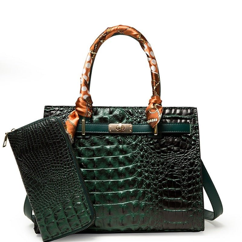 PU Leather Phone Bag with Croc-Effect Detail