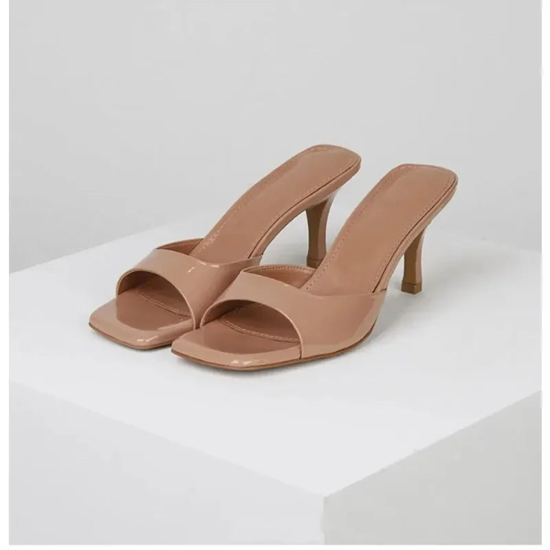 Refined Nude Patent Stiletto Sandals