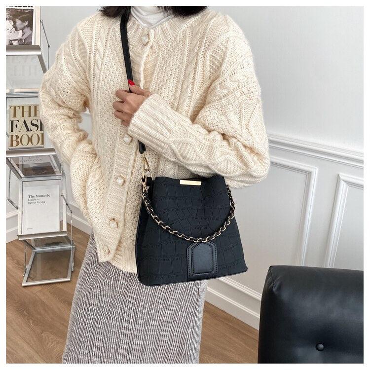 Contemporary Synthetic Leather Shoulder Bag