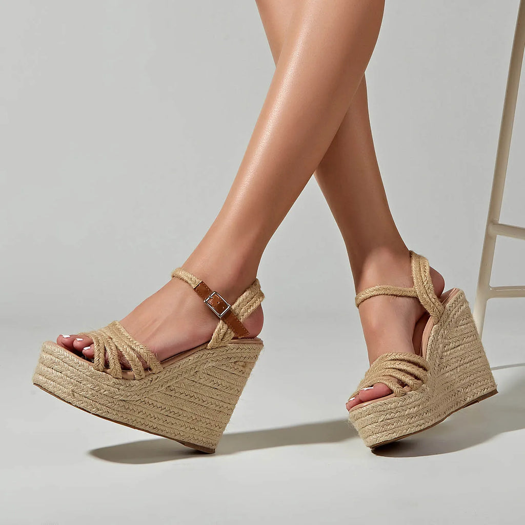 Getaway Ophira Braided Raffia Wedge Sandals