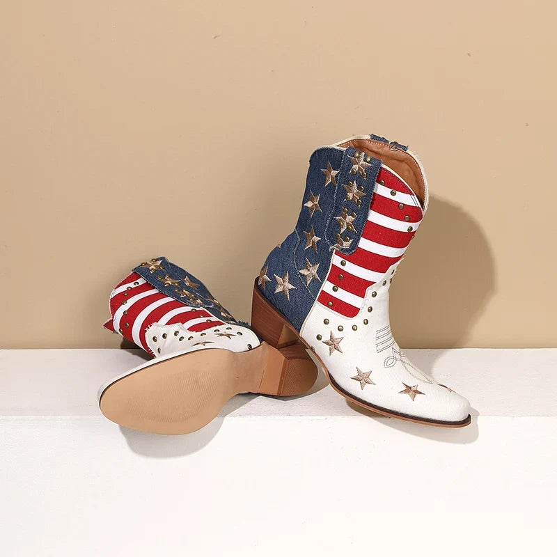 Classic Western USA-Inspired Ankle Boots