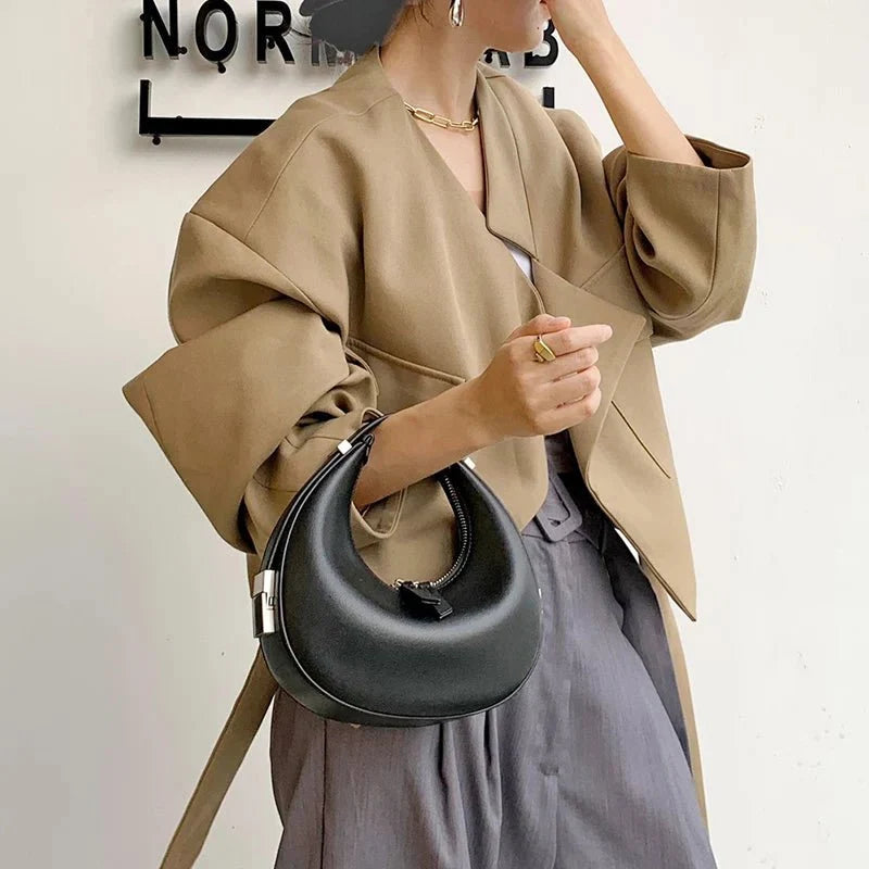 Polished Hobo Bag in Genuine Leather