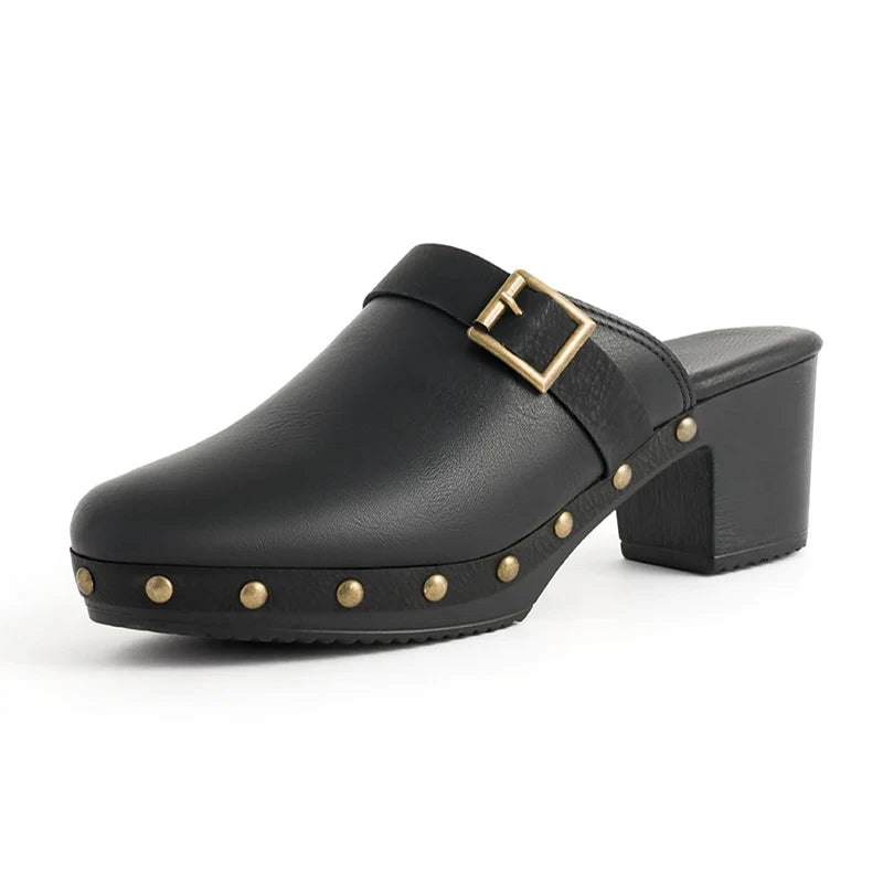 Signature Yara Wood-Heel Vintage Mules