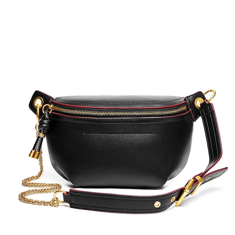 Genuine Leather Chest Bag with Statement Detail