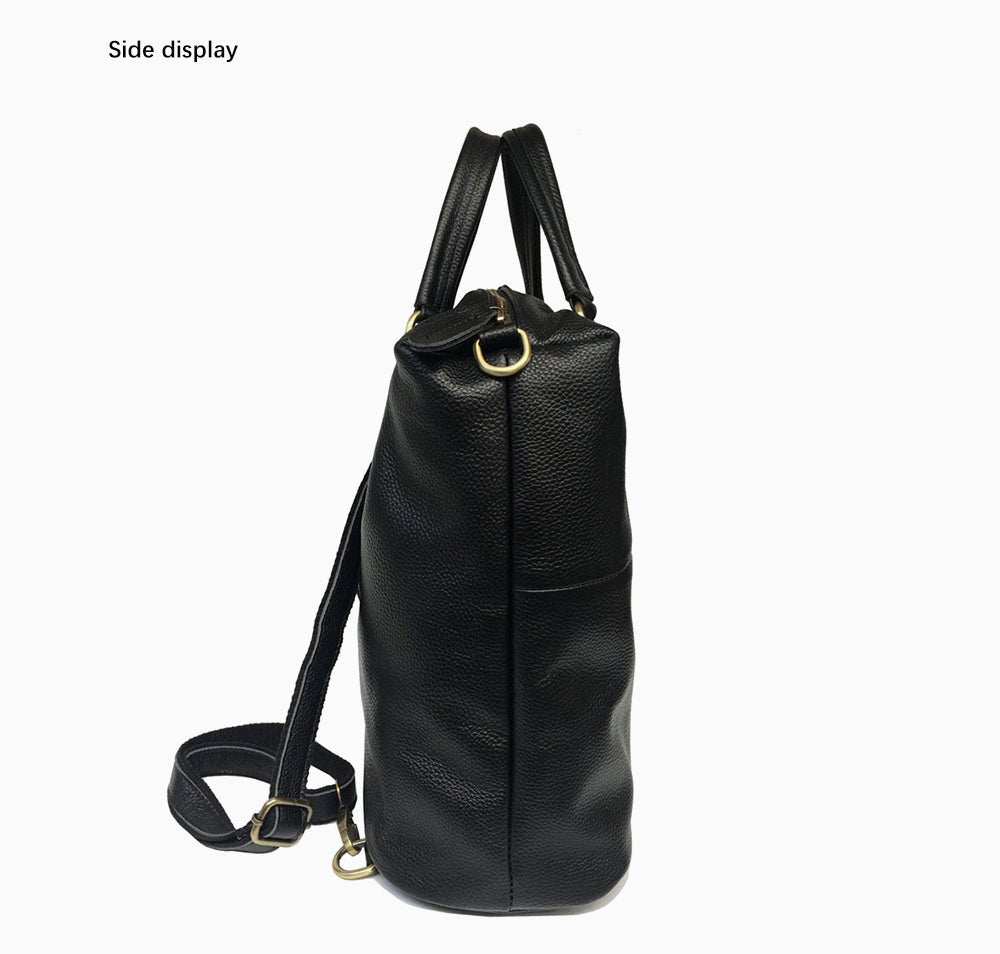 Genuine Leather Backpack with Anti-Theft Detail