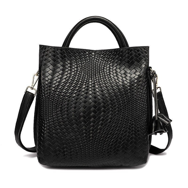 Woven Genuine Leather Crossbody Bag