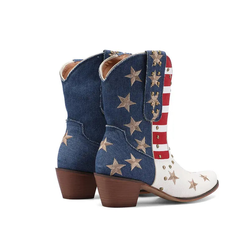 Classic Western USA-Inspired Ankle Boots