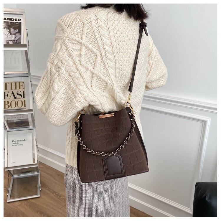 Contemporary Synthetic Leather Shoulder Bag