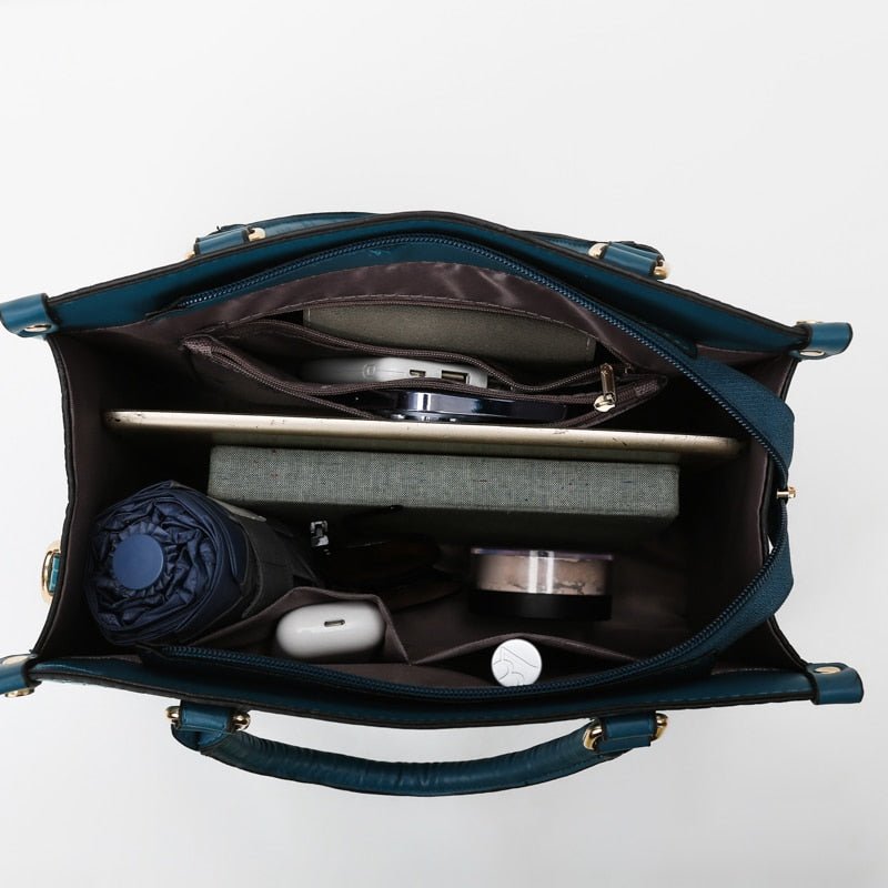 Croc-Effect Synthetic Leather Shoulder Bag