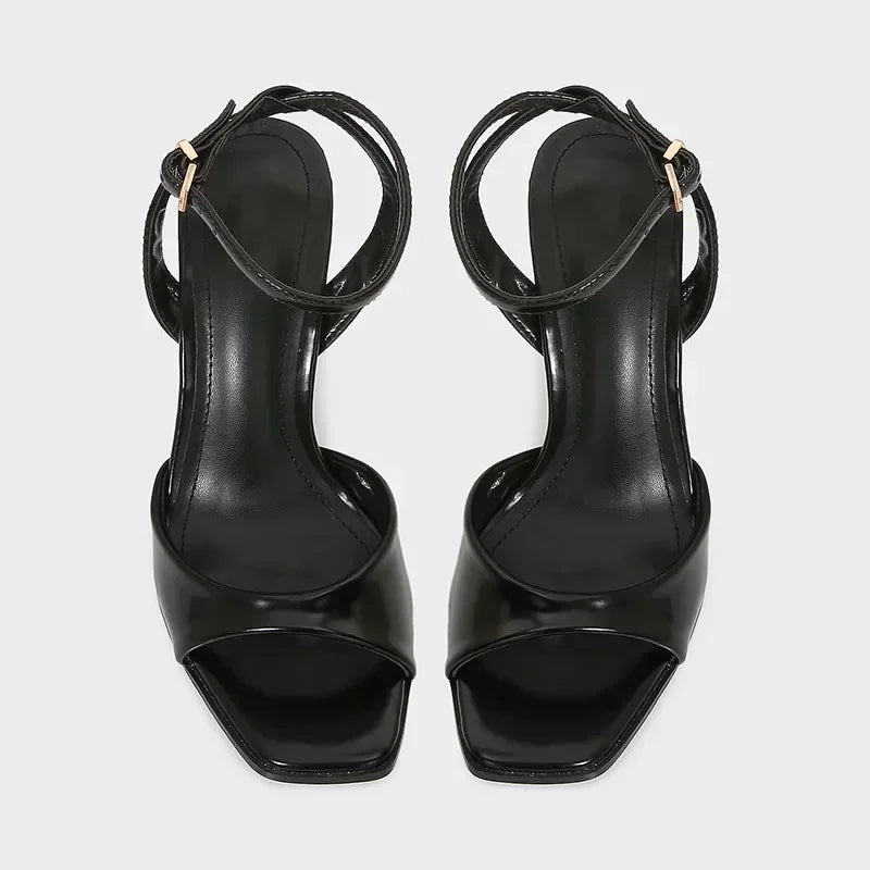 Sleek Novalie Square-Toe Thin-Heel Sandals