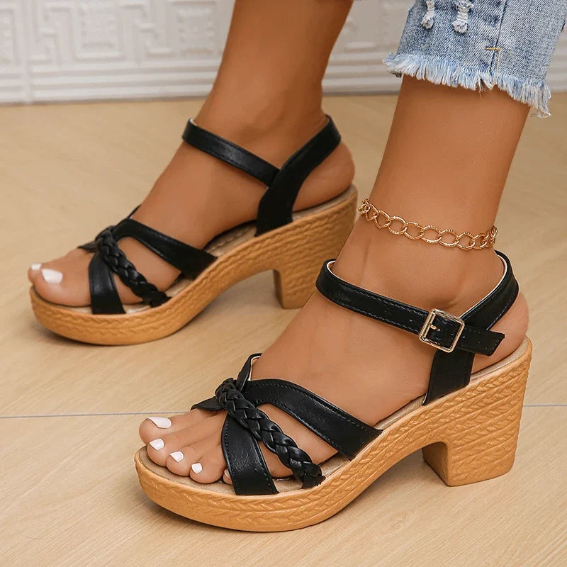 Summer-Ready Braided Block-Heel Sandals