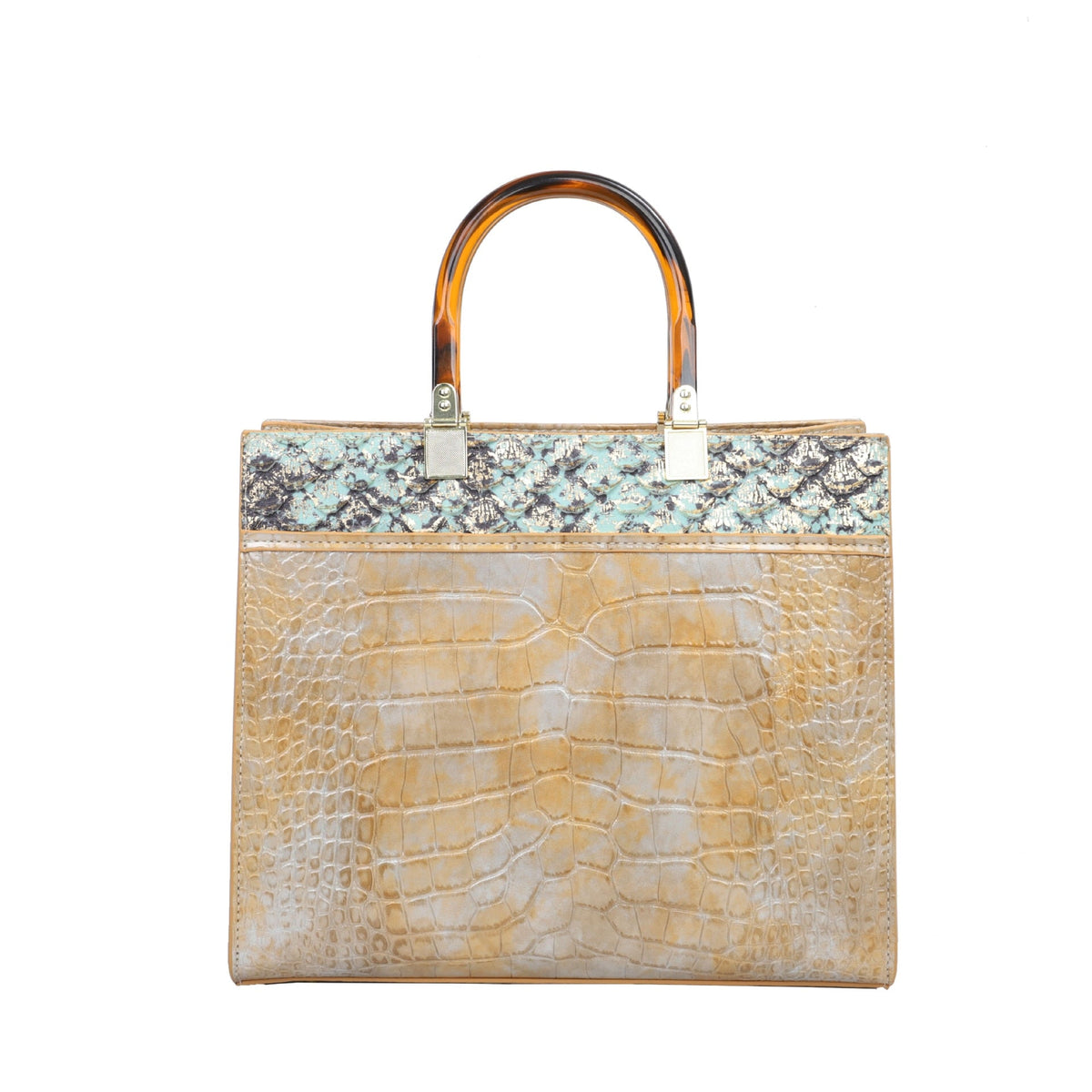 Croc-Effect Messenger Bag in Genuine Leather