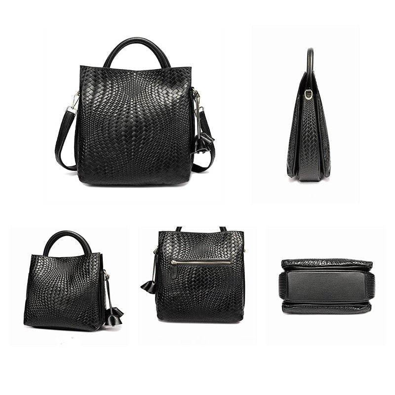 Woven Genuine Leather Crossbody Bag