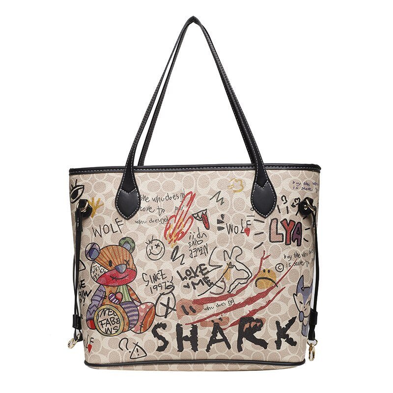 Graffiti-Print Tote Bag