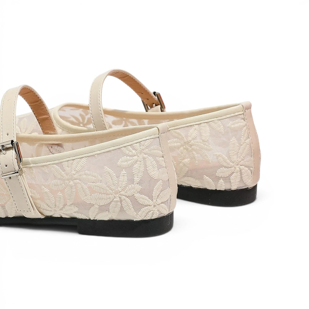Polished Floral Lace Mary Jane Sandals