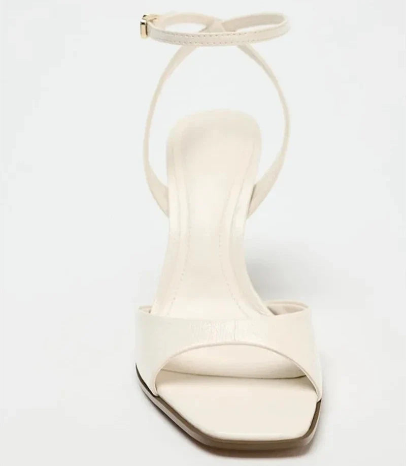 Sleek Novalie Square-Toe Thin-Heel Sandals