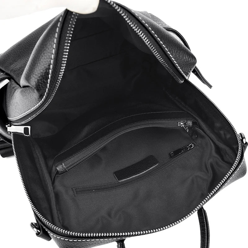 Genuine Leather Backpack with Polished Detail