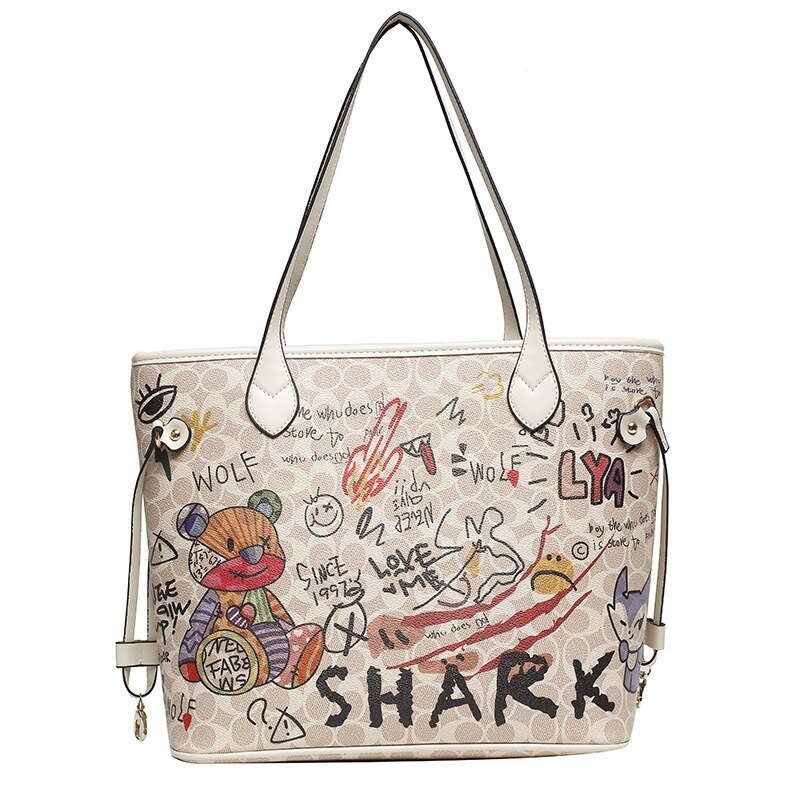 Graffiti-Print Tote Bag