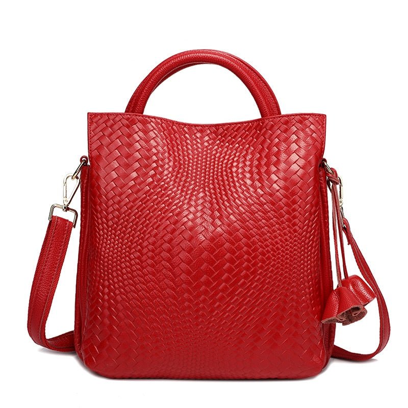 Woven Genuine Leather Crossbody Bag
