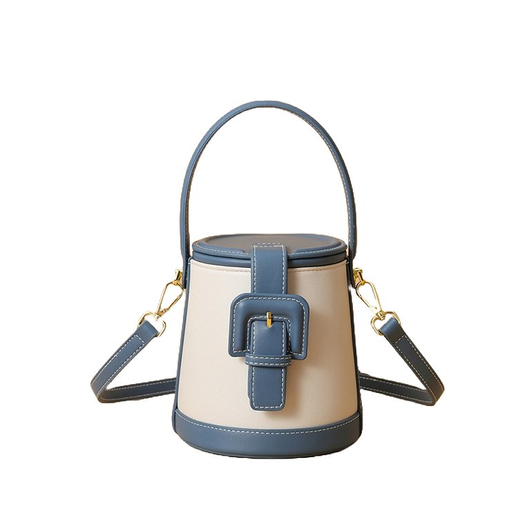 Box-Shape Genuine Leather Crossbody Bag