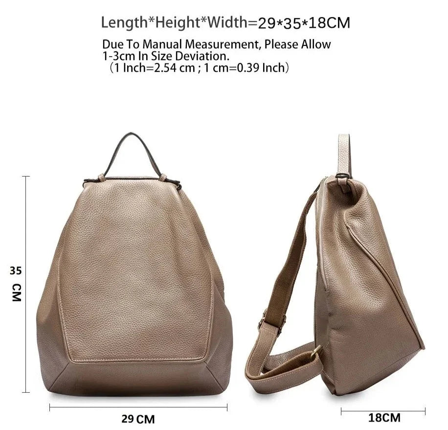 Compact Genuine Leather Backpack