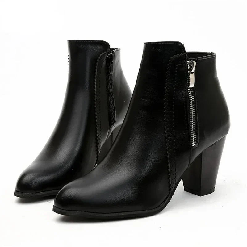 Essential Leather Ankle Boots with Side Zip