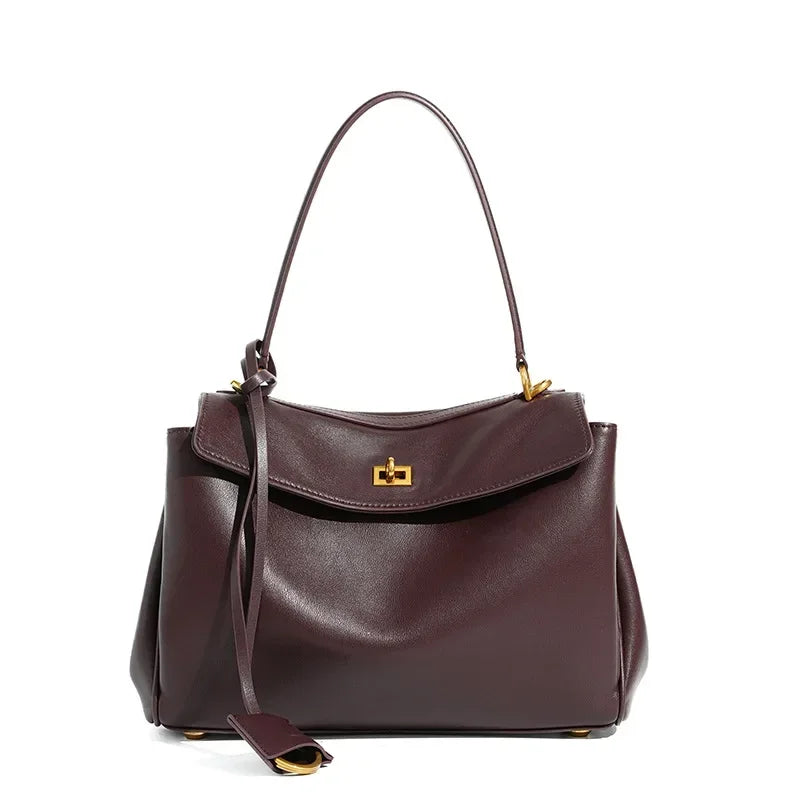 Polished Smooth Leather Shoulder Bag