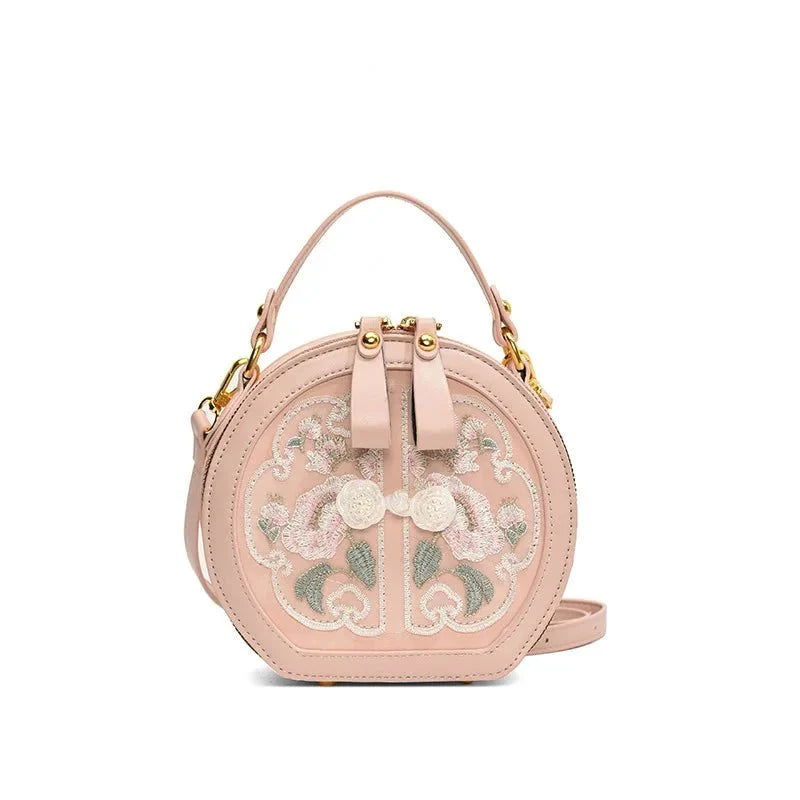 Embroidered Floral PU Leather Crossbody Bag