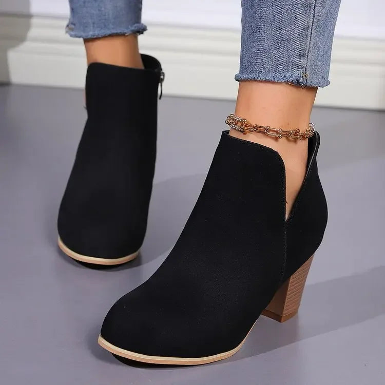 Understated Booties with Side Slit Detail