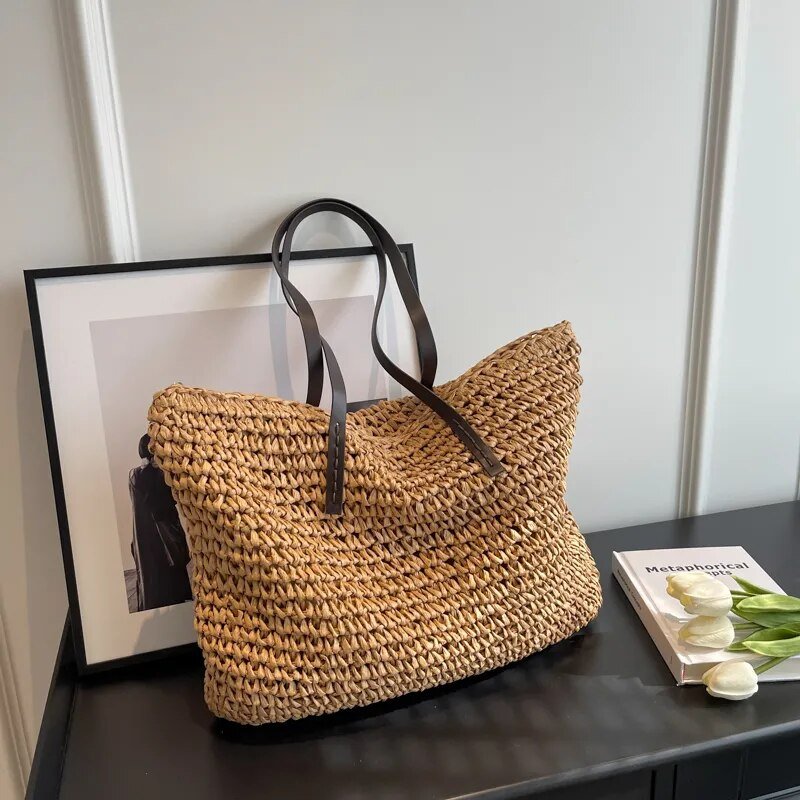 Woven Straw Tote Bag